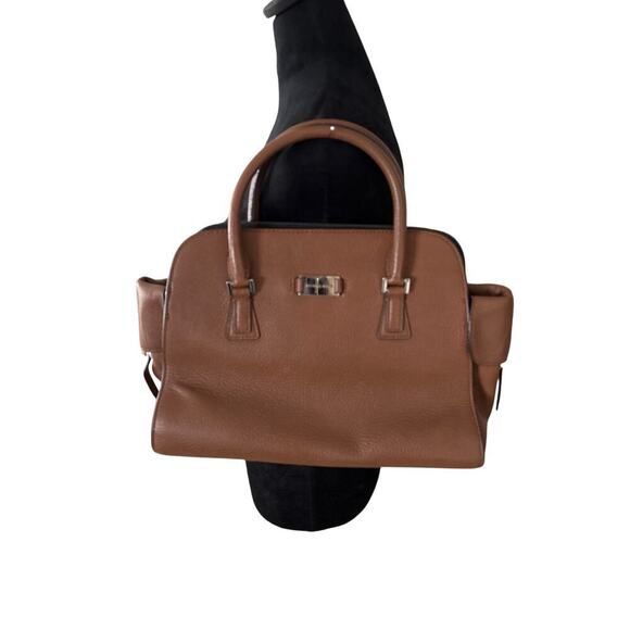 Michael Kors Handbags - Michael Kors Brown Pebbled Leather Satchel Silver Hardware